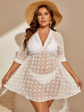 Women's Wear 2023 New Jacquard Splicing Hollowed-Out Beach Blouse Dress-Outfit