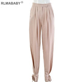 Autumn Lace Up Pencil Pants Sexy High Waist Pants Casual Pockets Zipper Trousers Women Office Lady Pants Street