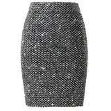 Bling Women Skirts Gold Sequin Mini Skirt OL Bodycon Pencil Skirt Short Wrap Skirt Streetwear Party Simple Spring