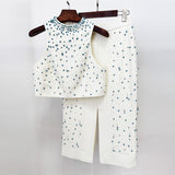 Star Fashion New Heavy Industry Nail Bead Vest Top Open Skirt Set Two