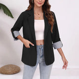 Spring And Autumn Fashion Casual Splicing Collar Repair Cardigan Temperament Suit