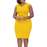 Large-Size Women's 2025 Summer New Temperament Tongle Bag Hip Pencil Dress