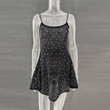 Explosion Women's Party Hot Diamond Half-Perspective Suspension Short