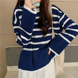 Renovation Striped Sweater Women's New Retro Mini-Designed Knitted T-Shirt Tide In
