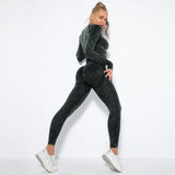 Women Fitness Sets Female Sport Gym Suits Wear Running Clothes Women Workout Sport Suit Long Sleeve Crop Top