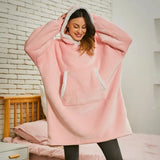 Hoodie Blanket With Sleeves Plaid Sweatshirt Winter Fleece Pullover Female Sherpa Giant Moleton Hoody Sweat Femme