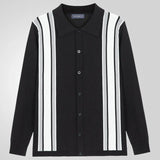 Men's Men's Spring Thin Knits Striped Splicing Business Long Sleeve Polo Shirts