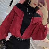 Fake Two Pieces Spliced Blouse Female Clothing Korean Half High Collar Loose Spring Autumn Commute Plaid Printed