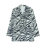 Women Zebra Pattern Big Size Blazer New Lapel Long Sleeve Loose Fit Jacket Fashion Tide Spring Autumn 2023