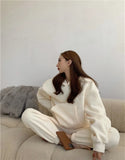 2022 Spring Women Hoodies Sweatshirt Tracksuit Fleece Cotton 2 Pieces Sets Pants
