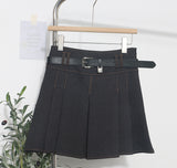 Spring And Summer Women's Retro Modern Hit Color Clear Line Pressure Skirt Anti-Light Short Skirt With Belt