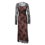 Toloer Women's Fall 2023 New Sexy Temperament Vest Long Sleeve Strap Hook Lace Sling