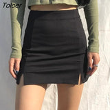 Women Black Sexy Ladies Mini Clothing Side-slit High Waist Baggy Trendy Mujer Birthday Party All-match Harajuku
