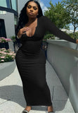 Ribbed Sexy Long Bodycon Dress with Full