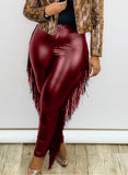 Plus Size Tassels Tight Leather