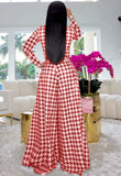 Plaid Long Sleeve Top and Wide Pants