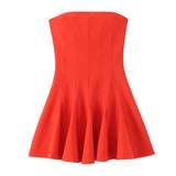Wide Swing Tear Dress 2025 Summer Sexy Shoulder Repair Short A-Word Mini-Skirt