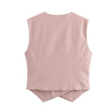 New Two-Color Oblique Cardigan Asymmetrical Fashion Vest-Outfit