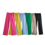 New Pocket Pendent Loose Shirt Elastic Waist Pant Suit-Outfit