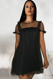 Sexy Black Mesh Short Sleeve Loose Mini Casual