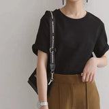 Casual Cotton Basic T-Shirt Women Soft Oversized Solid Color Female Tees Harajuku Elegant Ladies Summer Tops