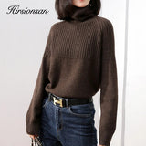 Turtleneck Knitted Sweater Women Solid Winter Thicken Jumper Ladies Casual Tops Oversize Korean Bottoming