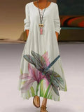 Clothes Spring Summer 2022 Plus Size 5xl Elegant Flowers Print Long Sleeve Vintage Asymmetrical Hem Casual Loose
