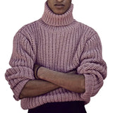 Men's Autumn And Winter Thick-Set Sweater Solid Color Thick Needle High-Neck Knitted Shirt