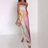 Spring Dress Women's Fashion Sleeveless Shoulder Stamped Breast Sexy Detender Print