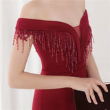 Fringe Tassels Off Shoulder Formal Mermaid Evening