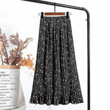 Summer Chiffon Beach Boho Maxi Women Skirt High Waist Floral Print Vintage Holiday Ruched Long Fashion Skirts