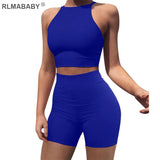 2 Piece Set Women Tank Top And High Waist Shorts Set Suit Summer Night Club Sexy Set Casual Ladies White Tracksuit