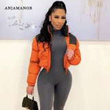 Winter Fashion Patchwork Puffer Jackets for Women 2021 Zip Up Cropped Warm Bubble Coat Winterwear Overcoat