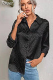 Spring Summer Womens Casual Button Up Shirt Long Sleeve Leopard Office Lady Print Shirts Female Cardigan Elegant