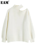 Off Shoulder Knitting Sweater Loose Fit Turtleneck Long Sleeve Women Pullovers New Fashion Tide Spring Autumn 2023