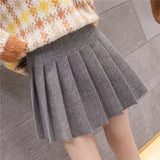 Korean Fashion Wool Plaid Skirt Harajuku All-match A-Line High Waist School Pleated Skirt Preppy Sweet Kawaii Mini