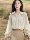 Toloer Chiffon Shirt Women 2025 New Spring Temperament T-Shirt Fashion Fashion Fashion High-End Feel French