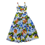 TWOTWINSTYLE Print Two Piece Set Womens Square Collar Sleeveless Tops High Waist Midi Skirts Colorblock Sets Female Clothing