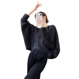 Folds 2025 Spring Loose Pure Color Top Loose Languid Folding Top High-End Sun Protection