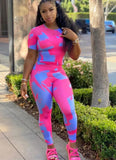 Multi-Color Tight Fitting Shirt and Pants 2 Piece