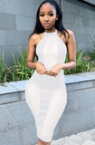 Patch Sexy Mesh Scoop Halter Long Bodycon