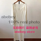 NEW SPRING and winter sqaure collar flare sleeves knitting sexy slim pullover long knits dress female