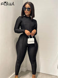 Fall Streetwear Bodycon Rompers Womens Jumpsuits O Neck Long Sleeve Jumpsuits Black One Piece Outfits Jumpsuits Women