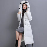 High quality Over-knee Down Padded Jackets Large Fur collar 2021 Winter Jacket Slim Thick Women's Parka Solid Female