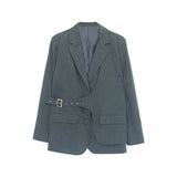 Women Gray Irregular Big Size Blazer New Lapel Long Sleeve Loose Fit Jacket Fashion Tide Spring Autumn 2023