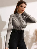 And Winter Small High-Collar Design Sense Draw With Long-Sleeved T-Shirt
