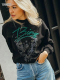 Autumn Letters Eagle Cotton Long Sleeve Women Sweatshirt O-Neck Casual Female Sweatshirt Pullovers Women's Clothes Tops-Outfit