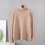 turtle Neck Solid Cashmere Sweater Women Elegant Soft Warm Female Knitted Pullovers Basic Loose female