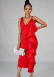 Sleeveless Ruffles Midi Party