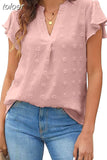 Sleeve Casual V-neck Summer Blouse Ladies Tops Fashion Women Outfits Chiffon Shirt Casual Loose Clothing Elegant New